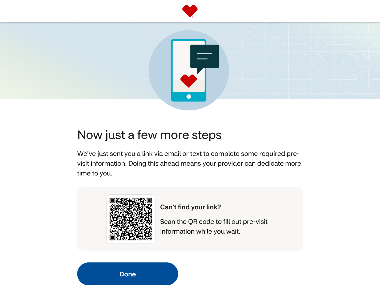 Check-in confirmation screen.